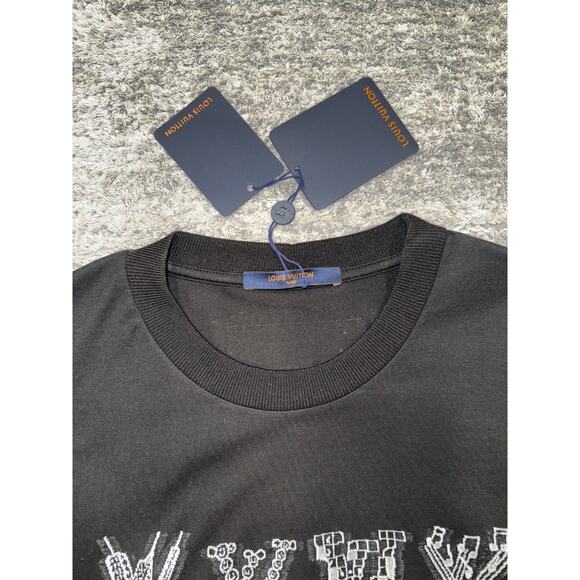 Louis Vuitton LV Cartoons Jacquard Black White Logo Short Sleeve T-Shirt Large L - Picture 5 of 13